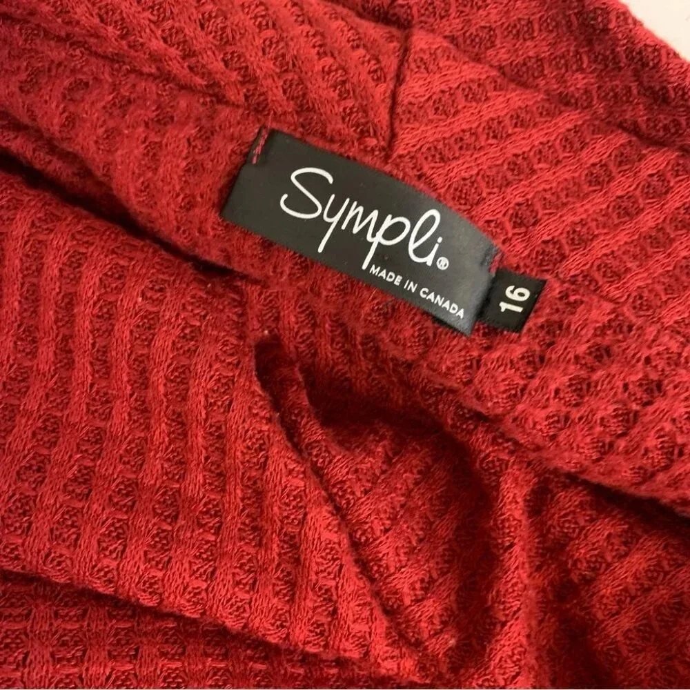 Sympli Burnt Red Off Shoulder Waffle Knit Semi Cropped Sweater Top Size 16
